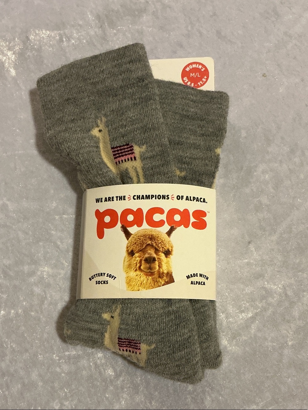 Gray Alpaca Pattern Men's Crew Socks